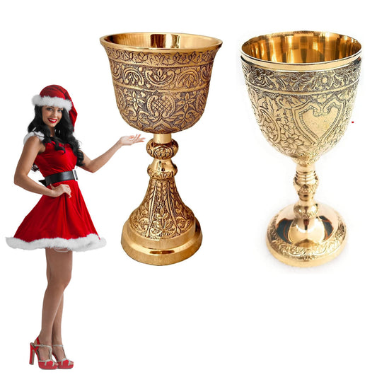 Vintage Brass Chalice & Medieval Style Goblets: Perfect Drinkware for Wedding Ceremonies