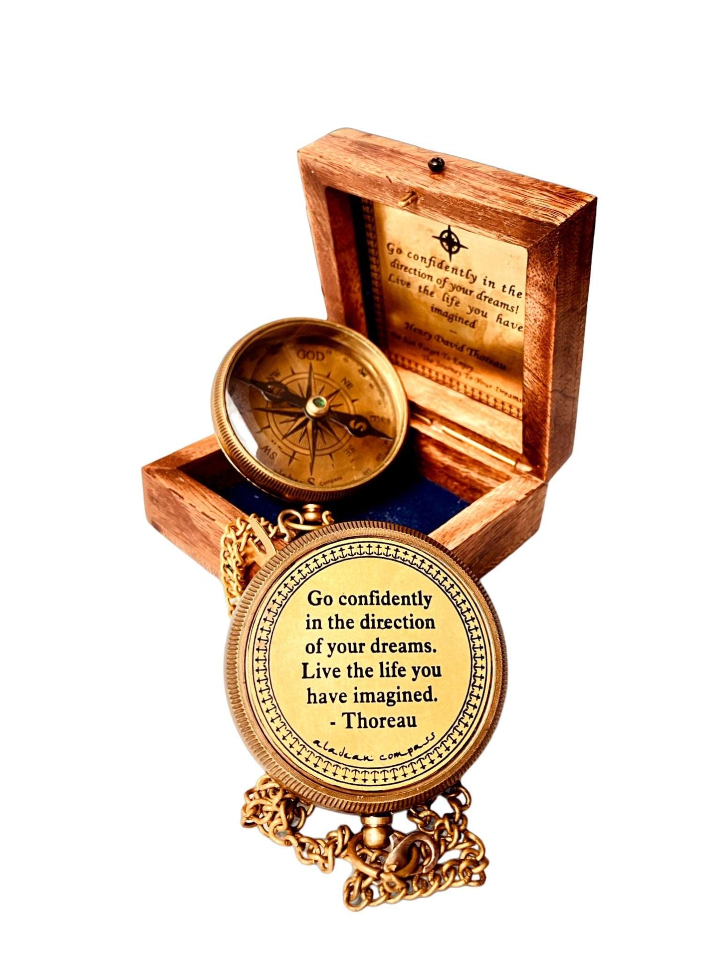 Go Confidently Engraved Brass Compass Inspirational Gift