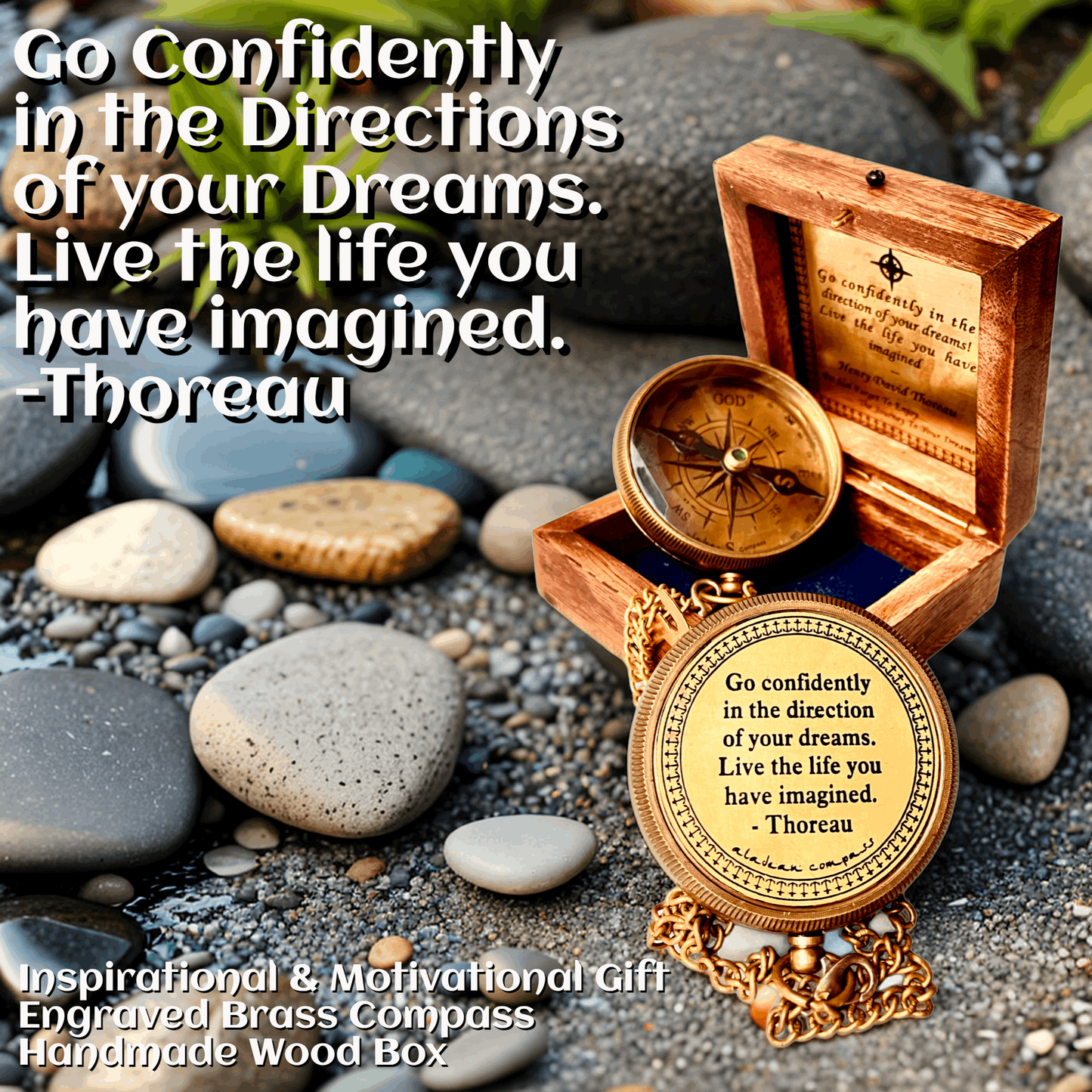 Go Confidently Engraved Brass Compass Inspirational Gift