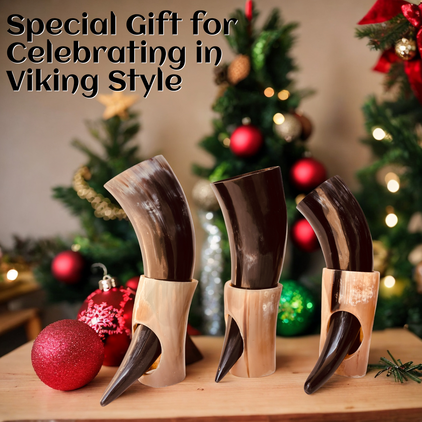 Set of 5 Viking Drinking Horns – Real Water Buffalo Horn | Handmade Norse Drinkware