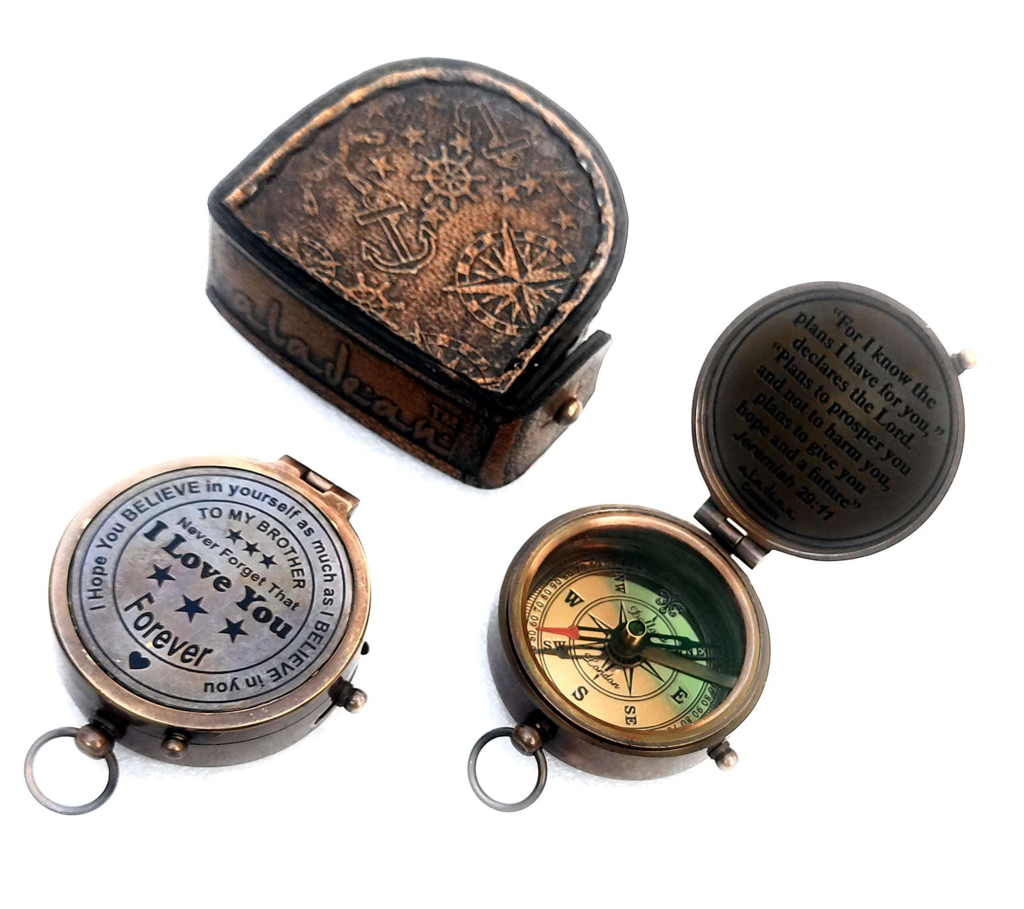 Brass Compass Gift for Brother