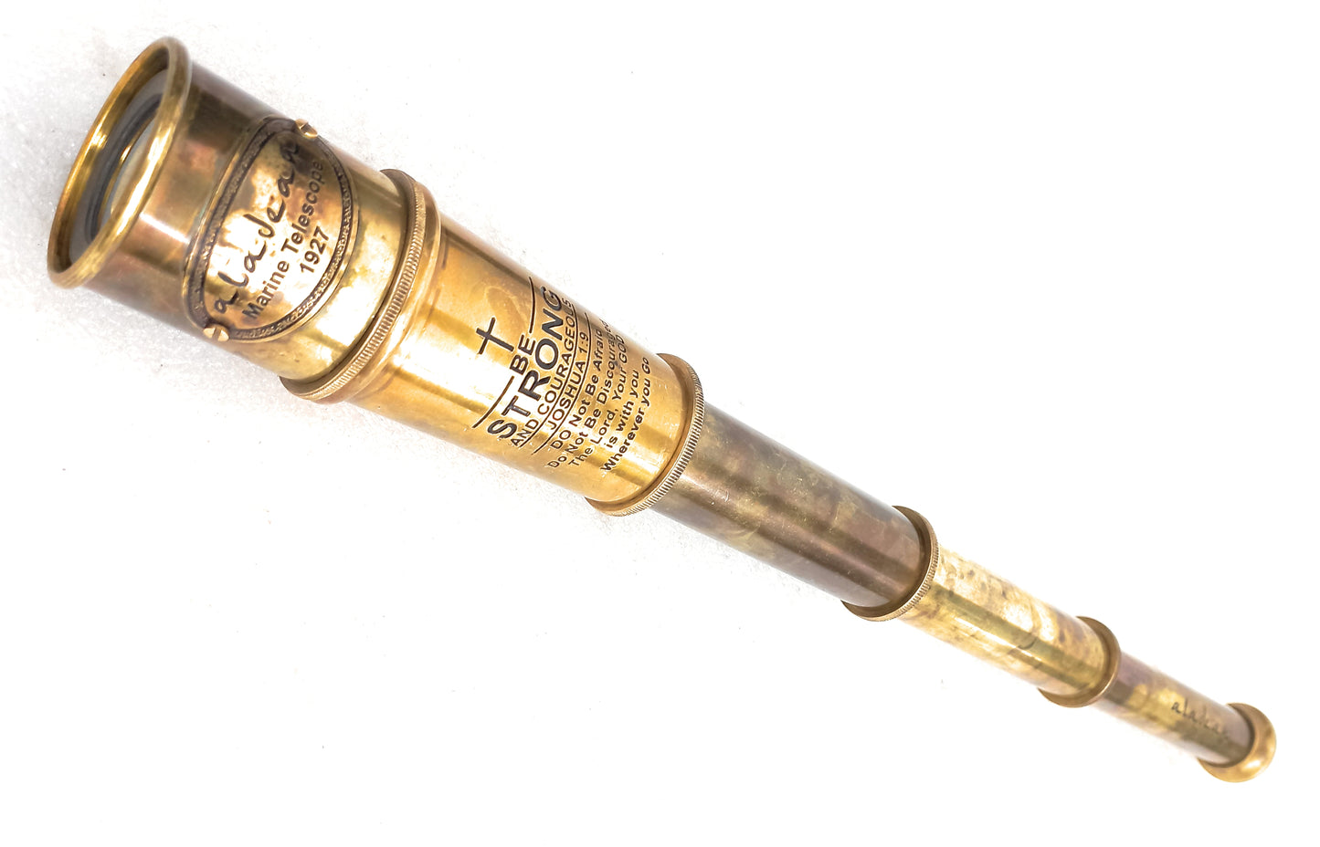 Vintage Spyglass Telescope Engraved "Be Strong & Courageous" Quote