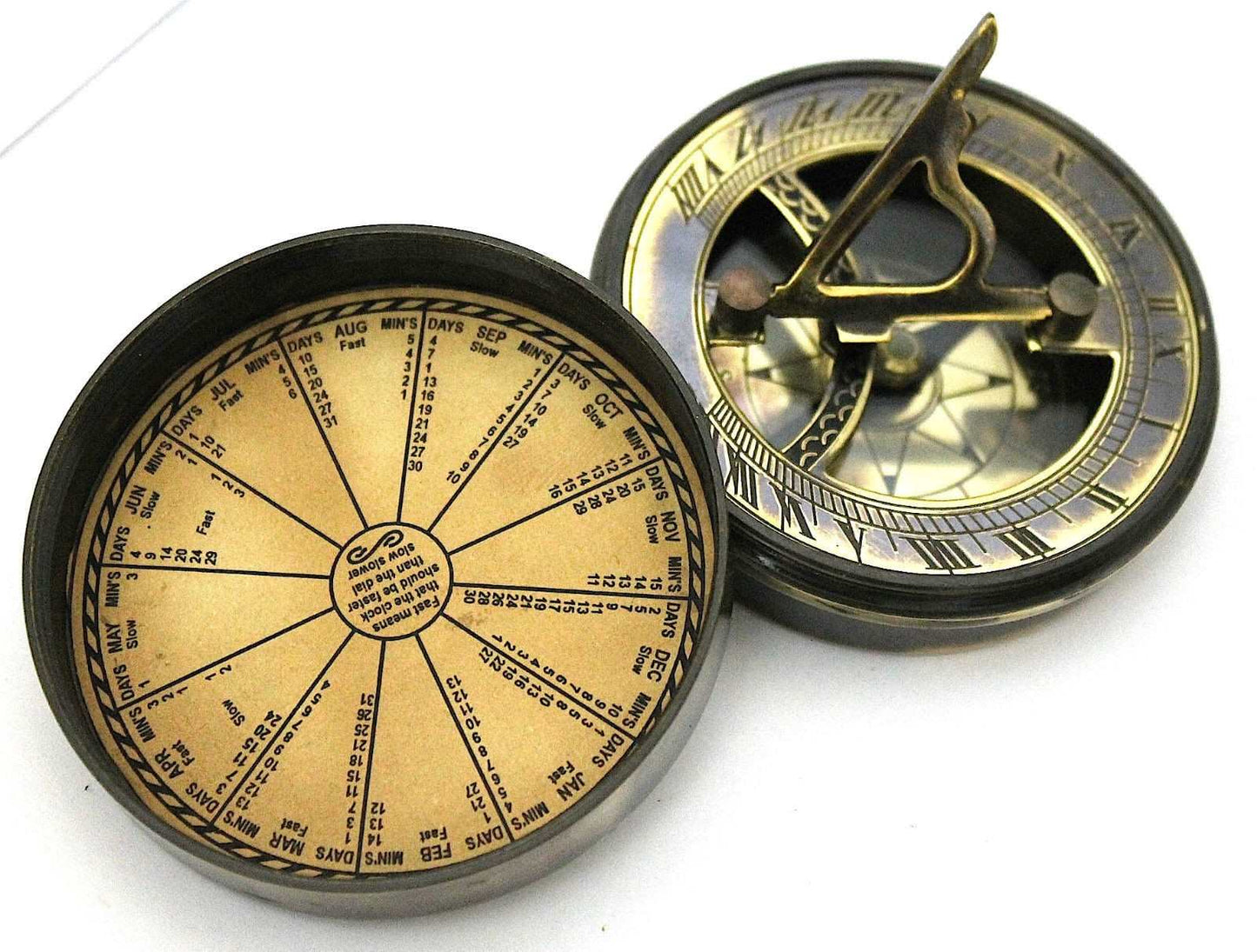 Personalized Brass Sundial Compass - Customizable Engraved Quote