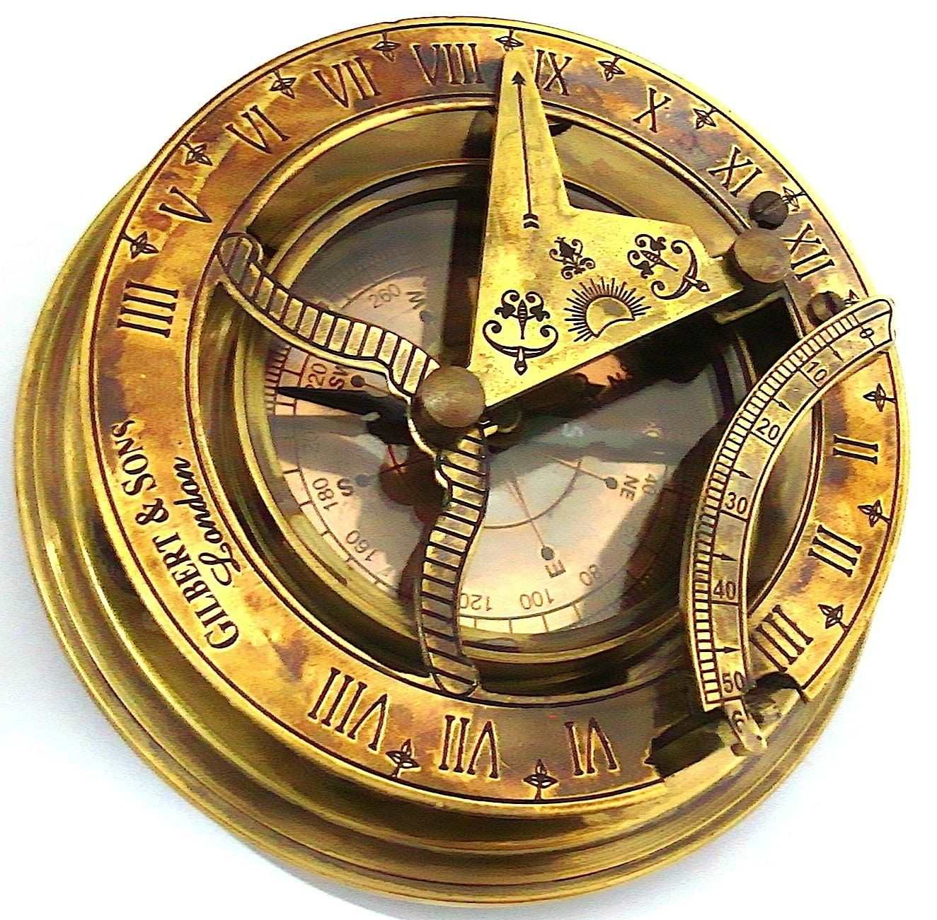 Solid Brass Sundial Compass - Gilbert & Sons London