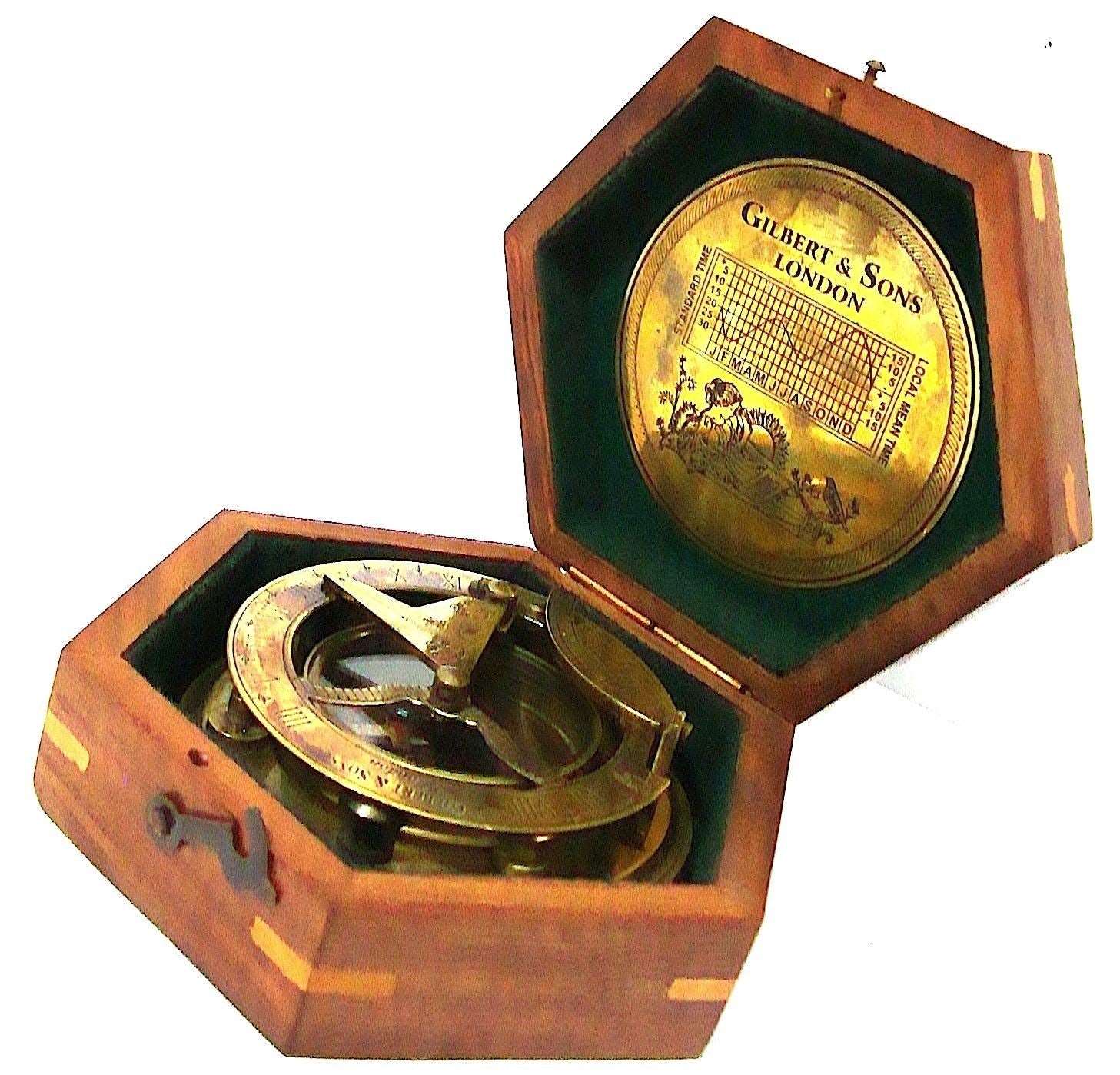 Solid Brass Sundial Compass - Gilbert & Sons London