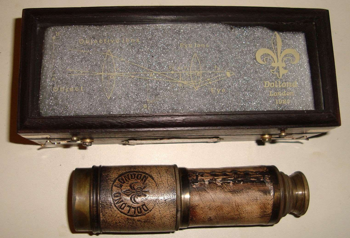 Ship Brass Telescope Spyglass in wood case