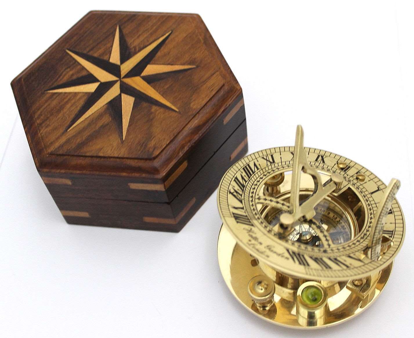 Antique Brass Sundial Compass