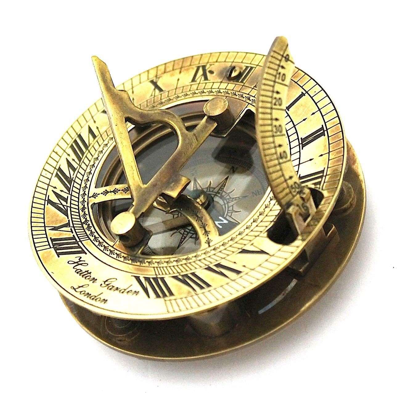 Antique Brass Sundial Compass