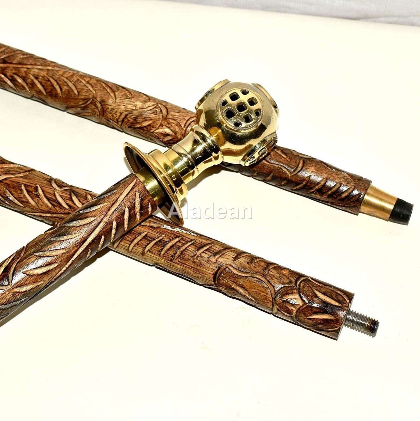 Brass Antique Wooden Walking Stick