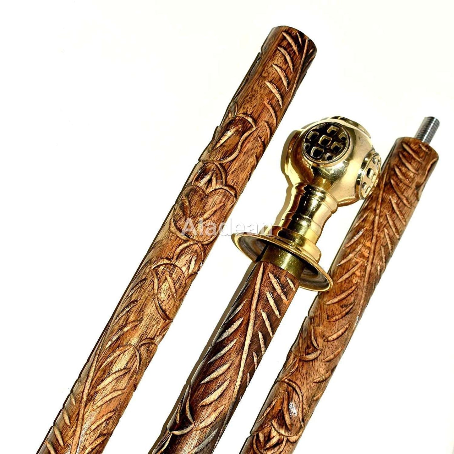 Brass Antique Wooden Walking Stick