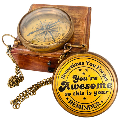 You Are Awesome Engraved Compass Appreciation Gifts