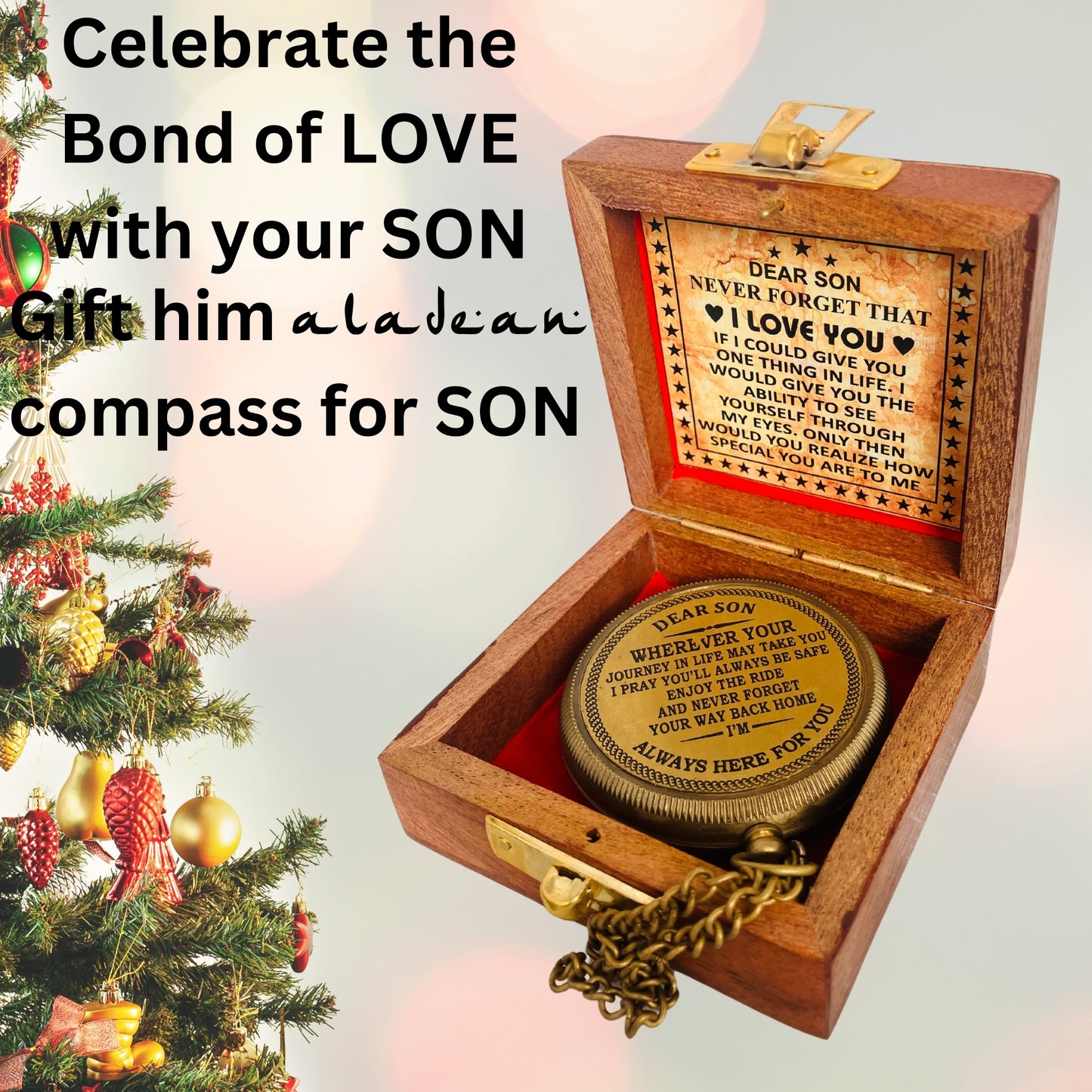 Gift For Son - Engraved Brass Compass Greeting