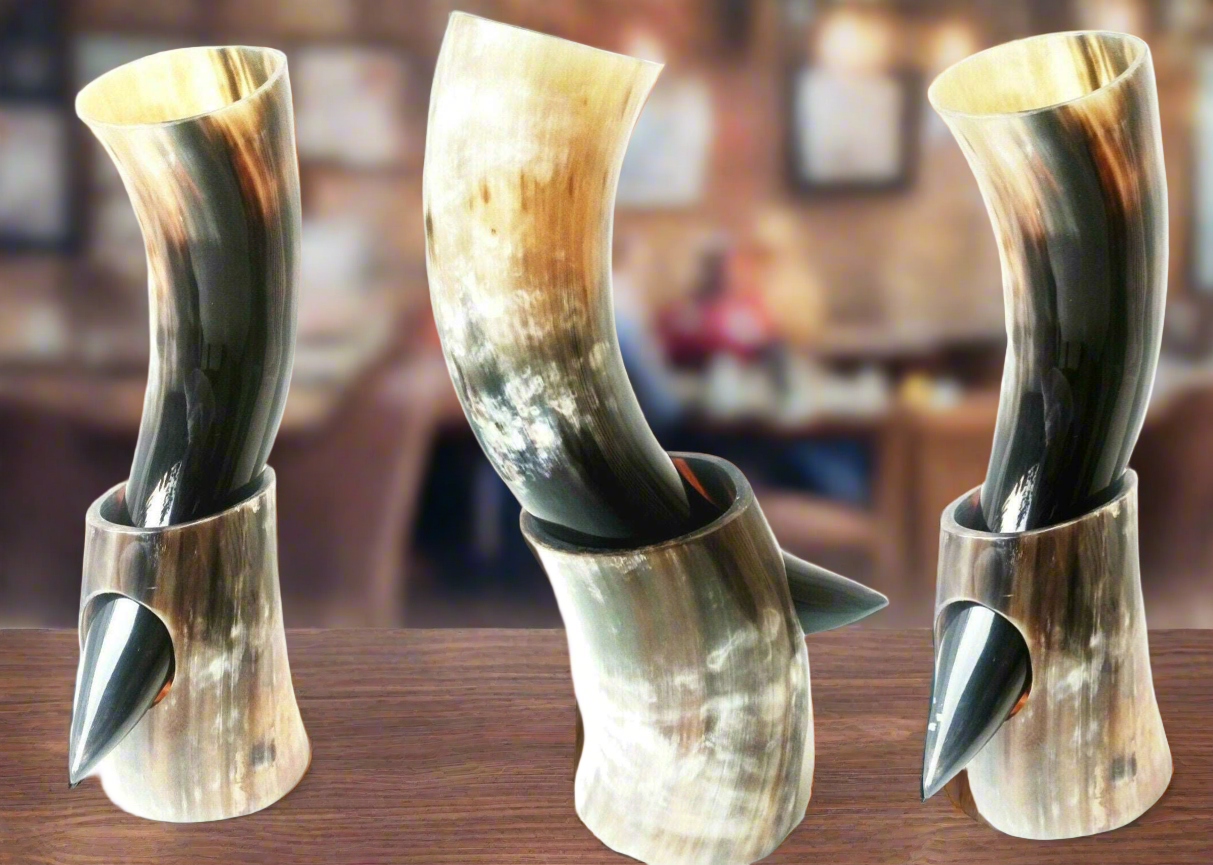 VIKING DRINKING HORN Replica from Ireland Raven Head Celts Celtic Vikings 2024 Norse Cow Horns Pagan Asatru Crow Reenactment Cup Drink Irish Sca