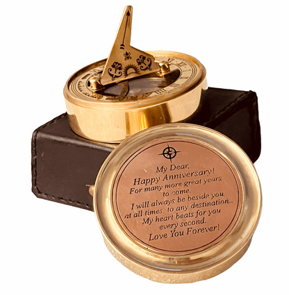 Anniversary Gift Brass Sundial With Engraved Love Quote