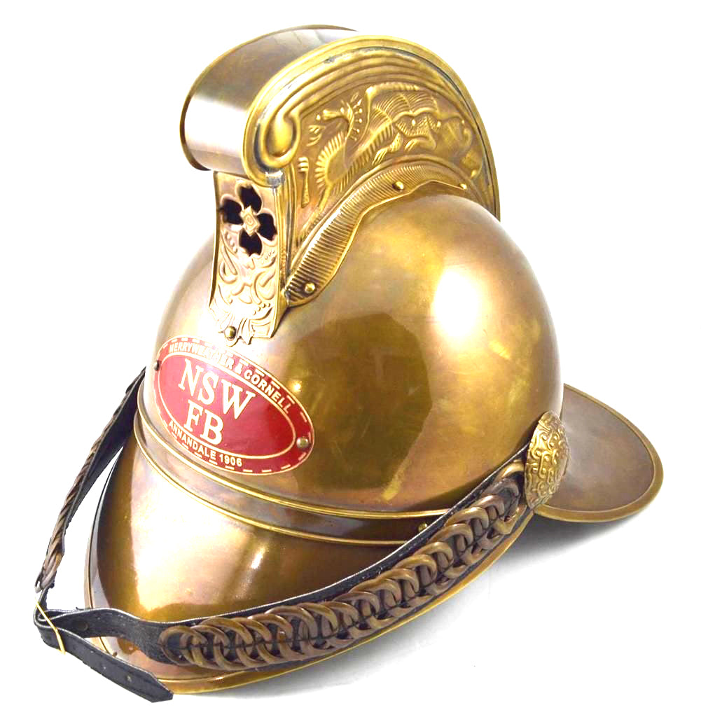 Vintage Feuerwehrhelm aus Messing der Feuerwehr