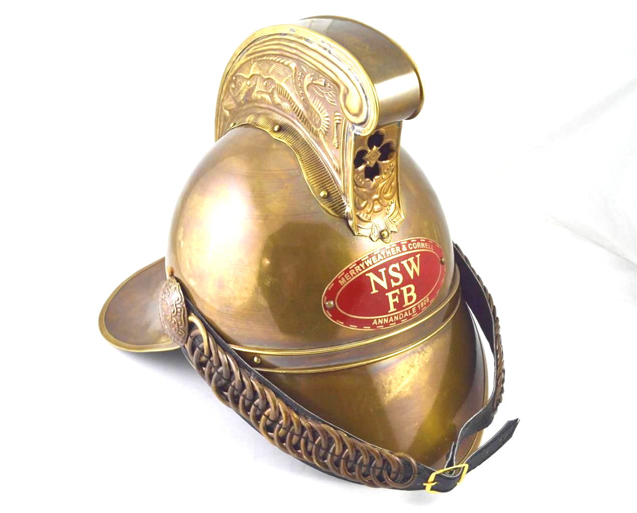 Vintage Feuerwehrhelm aus Messing der Feuerwehr