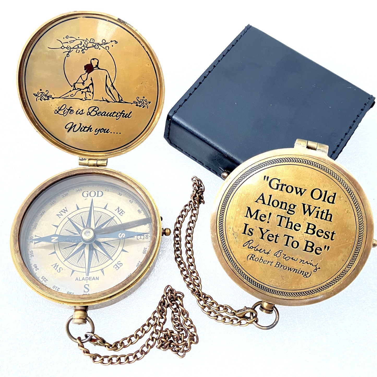 Romantic Gift Engraved Compass 3 " with Love quote