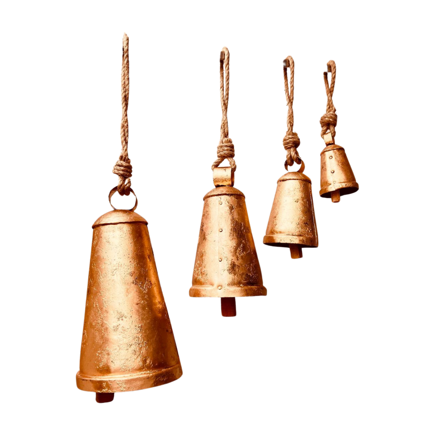Decorative Christmas Bells Tapered Golden Bell Set