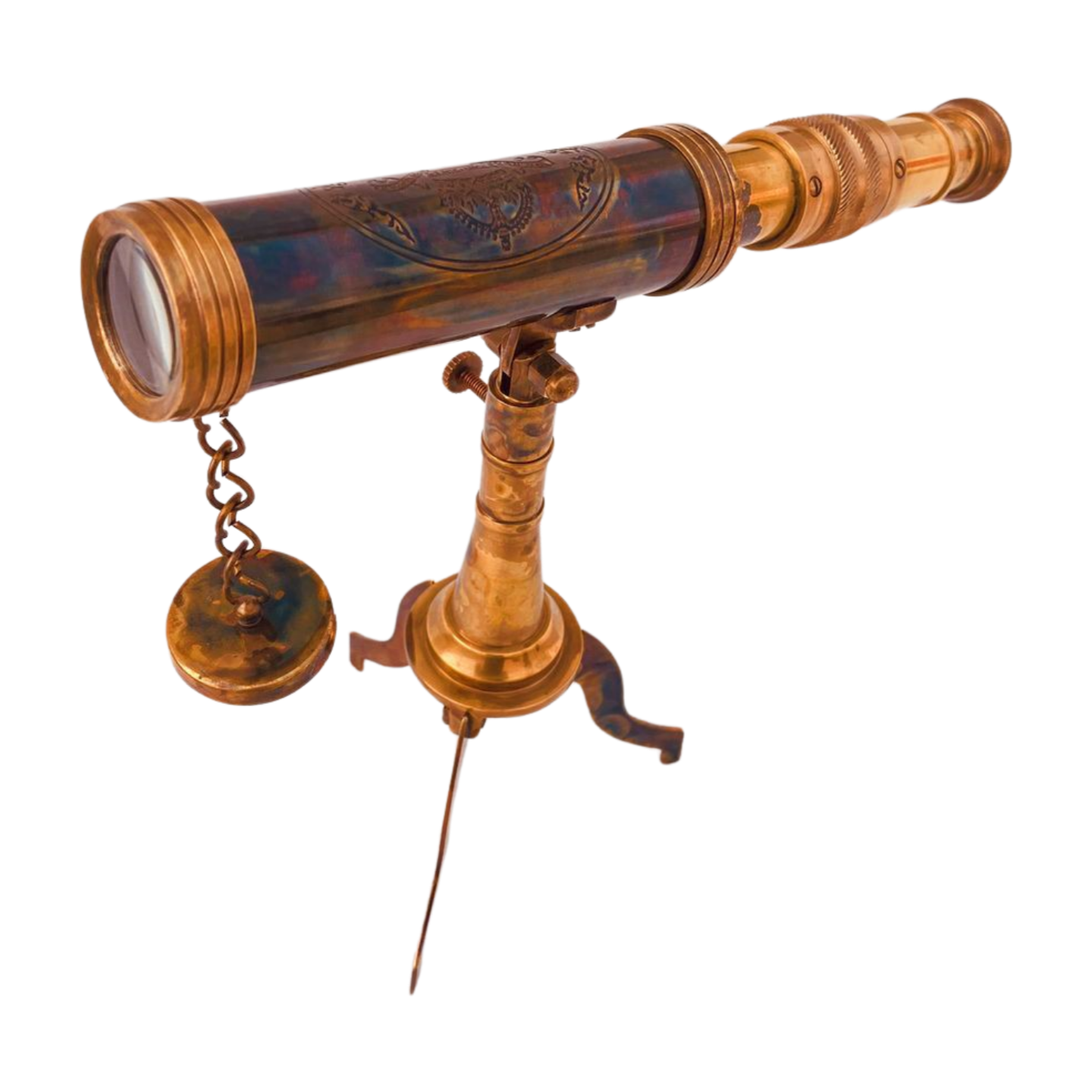 Rustic Spyglass Vintage Style Brass Telescope on Unique Stand -10"
