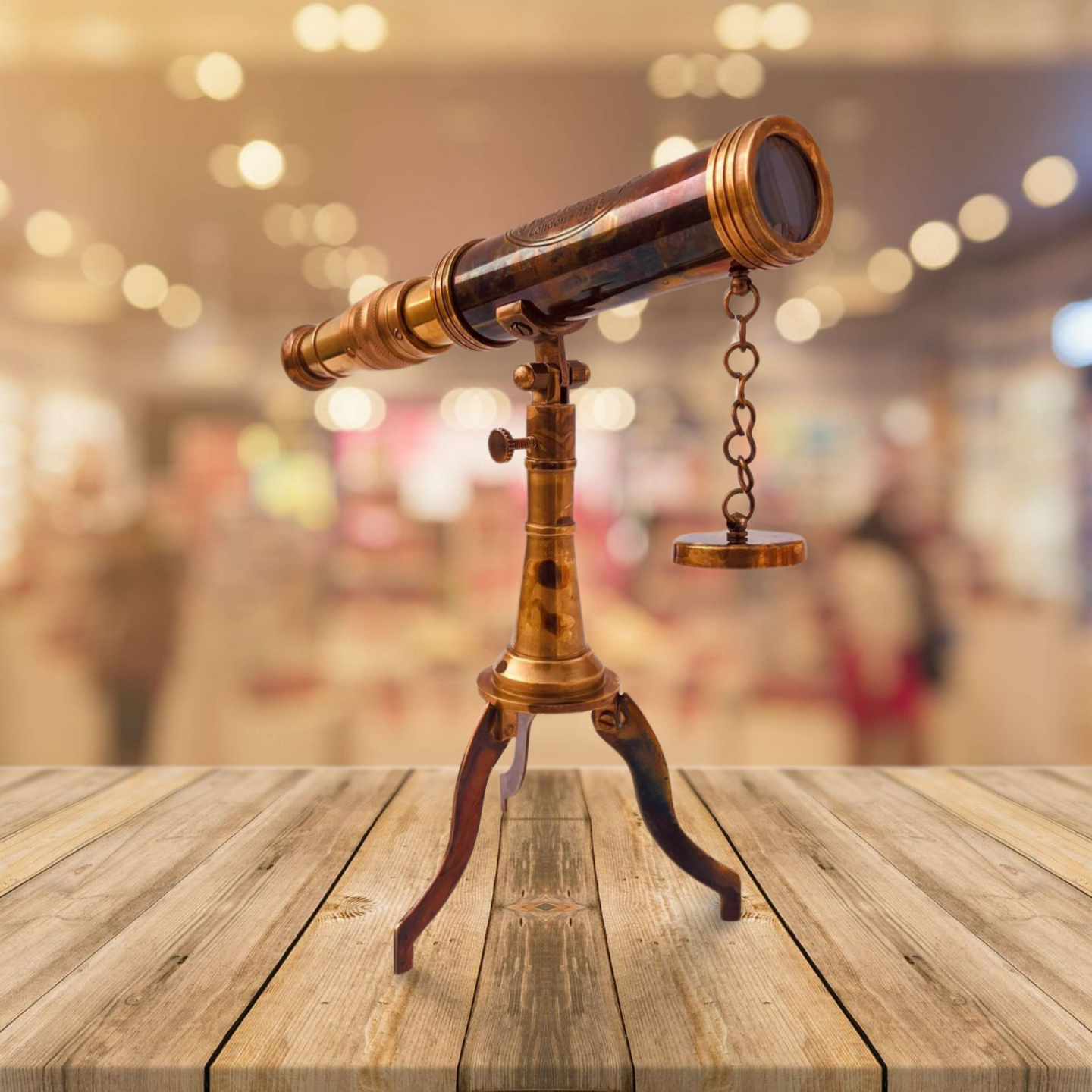 Rustic Spyglass Vintage Style Brass Telescope on Unique Stand -10"