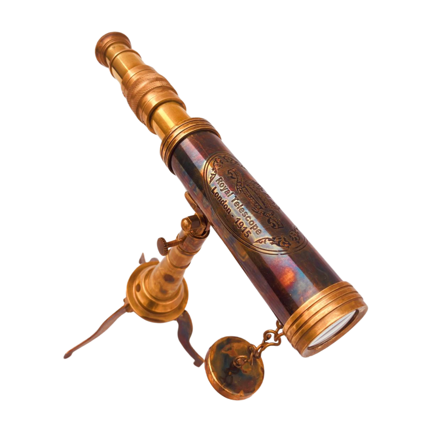 Rustic Spyglass Vintage Style Brass Telescope on Unique Stand -10"