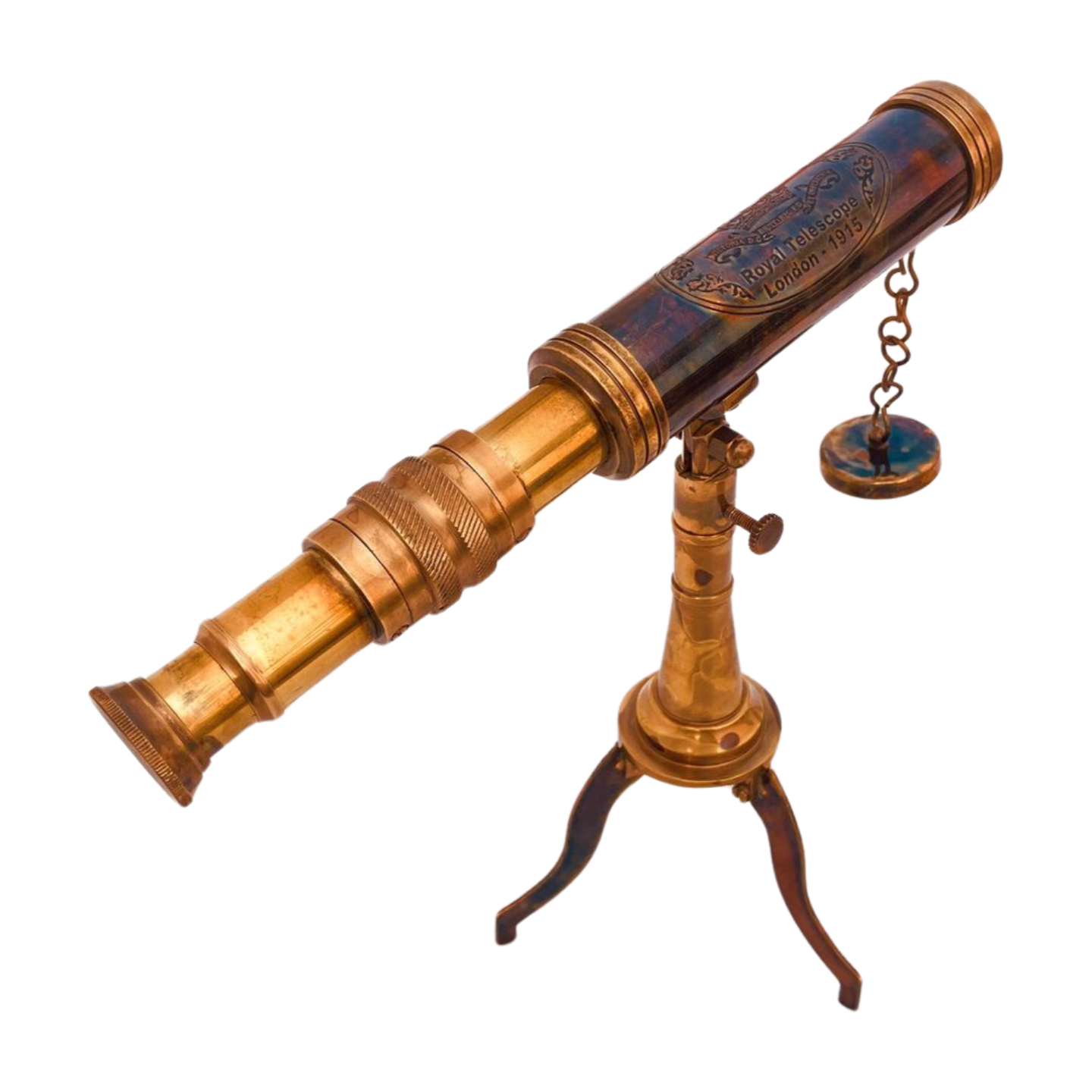 Rustic Spyglass Vintage Style Brass Telescope on Unique Stand -10"