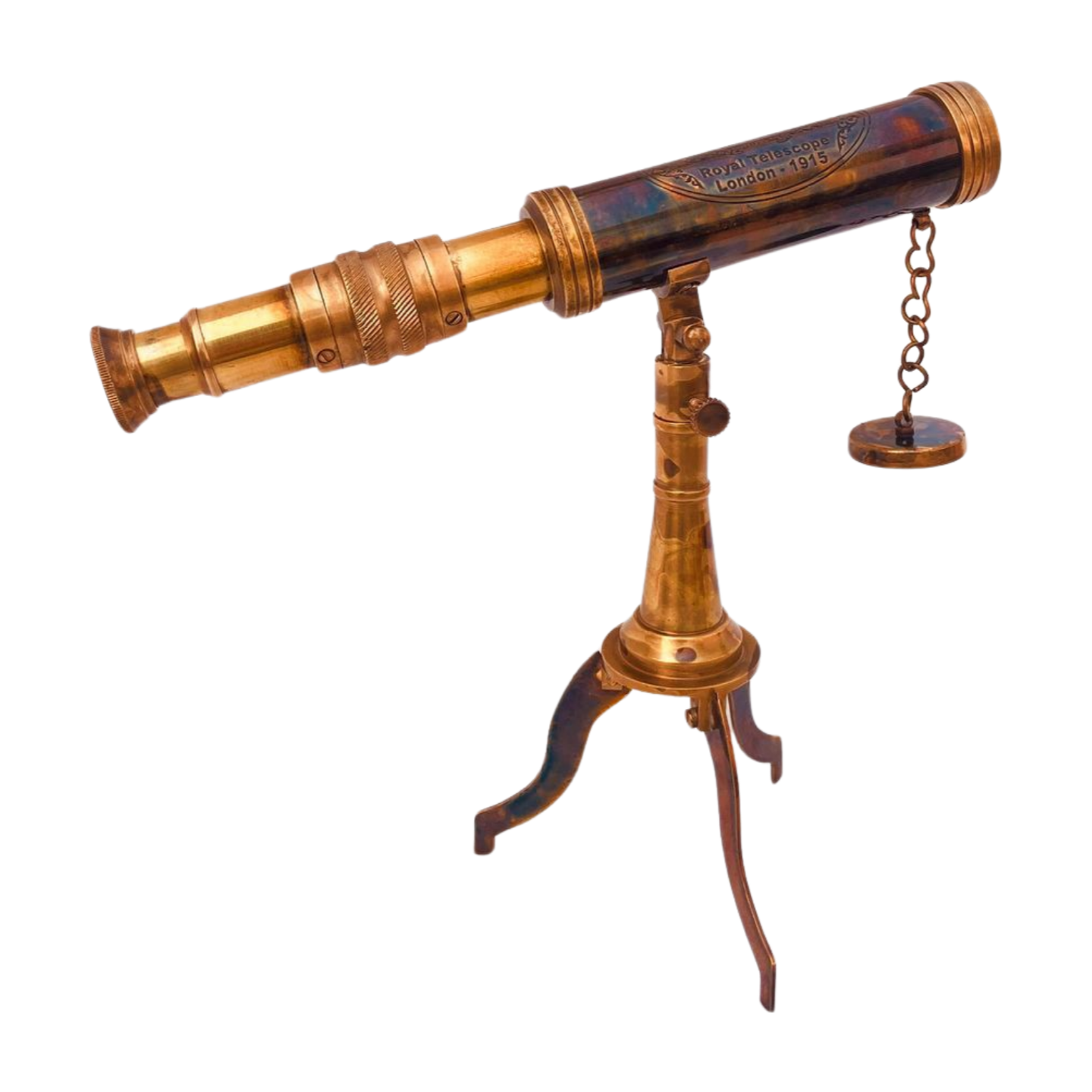 Rustic Spyglass Vintage Style Brass Telescope on Unique Stand -10"