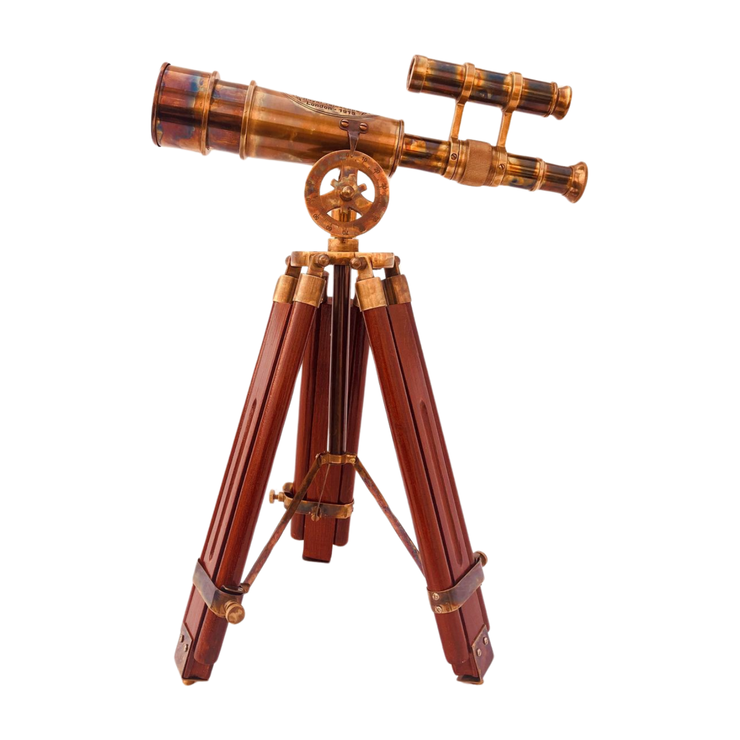 Vintage Spyglass Telescope On Wood Stand