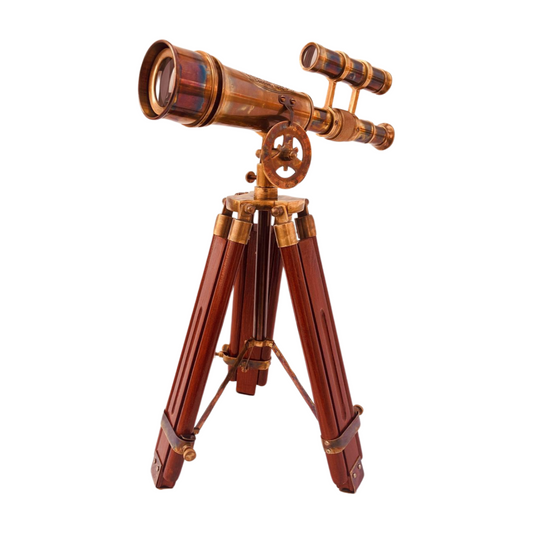 Télescope Spyglass Vintage Sur Support En Bois