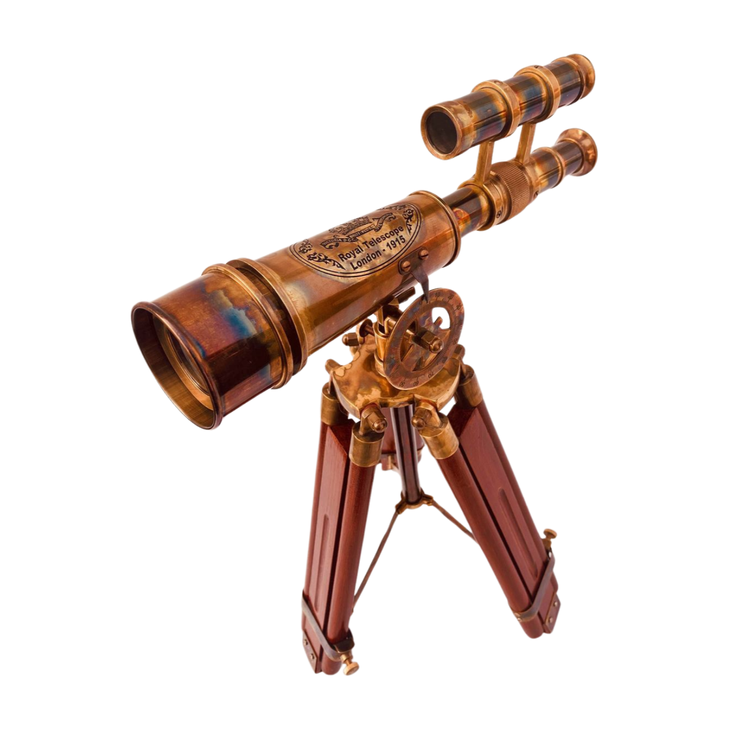 Vintage Spyglass Telescope On Wood Stand