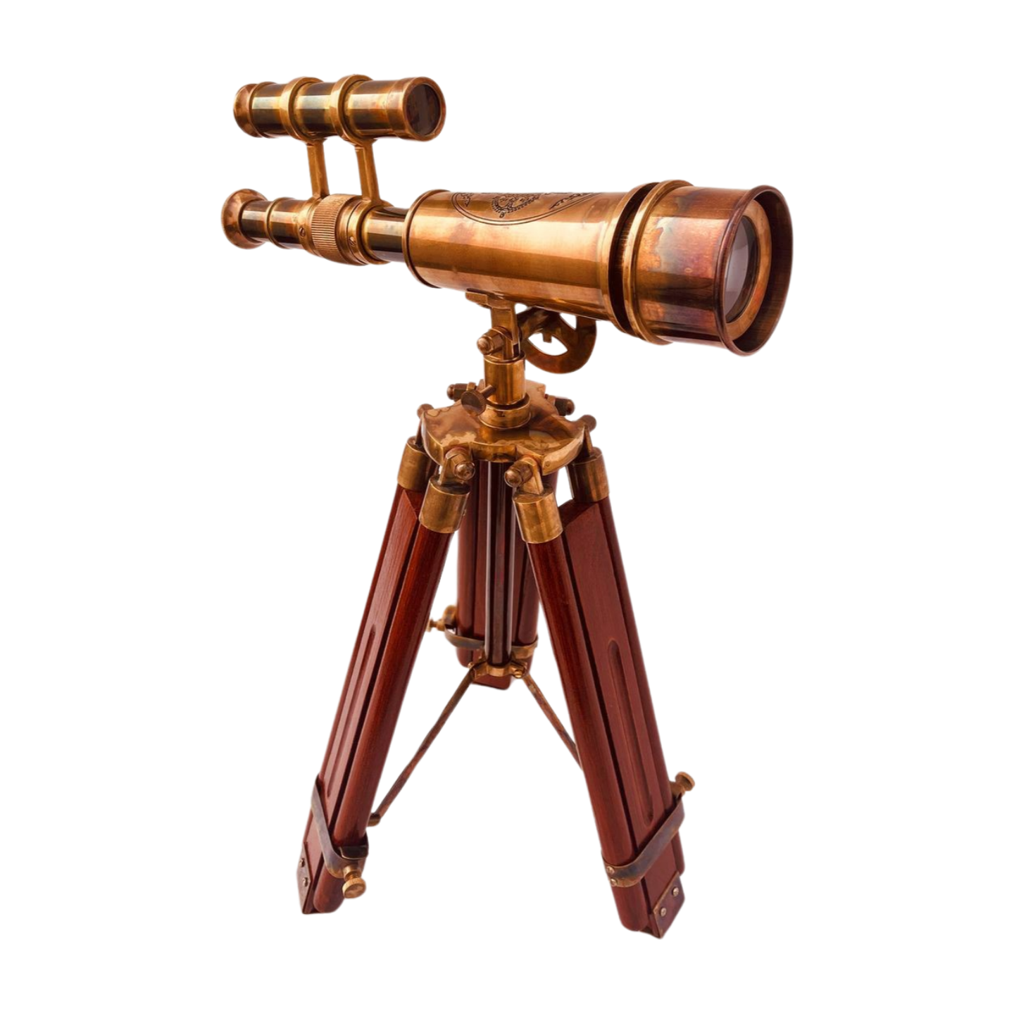 Vintage Spyglass Telescope On Wood Stand