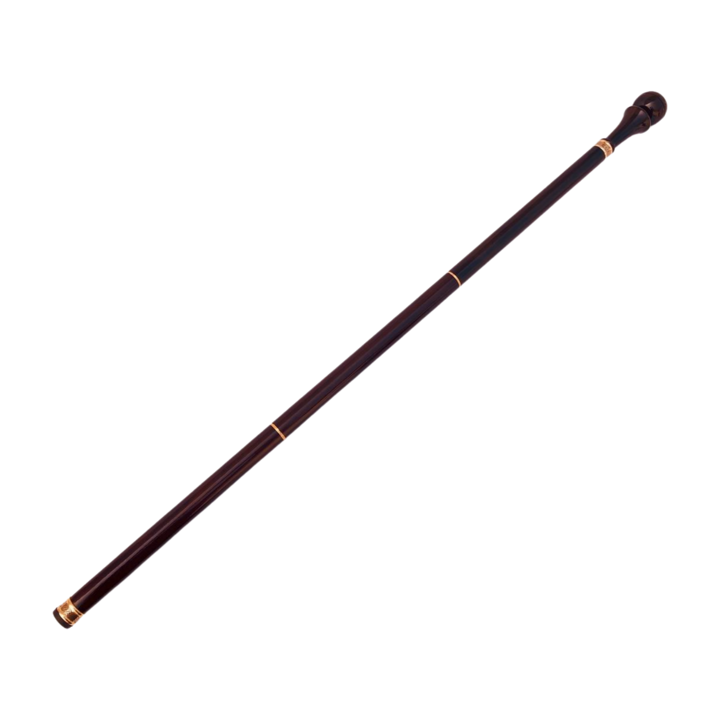 Gehstock mit Holzgriff, Designer-Messingringe