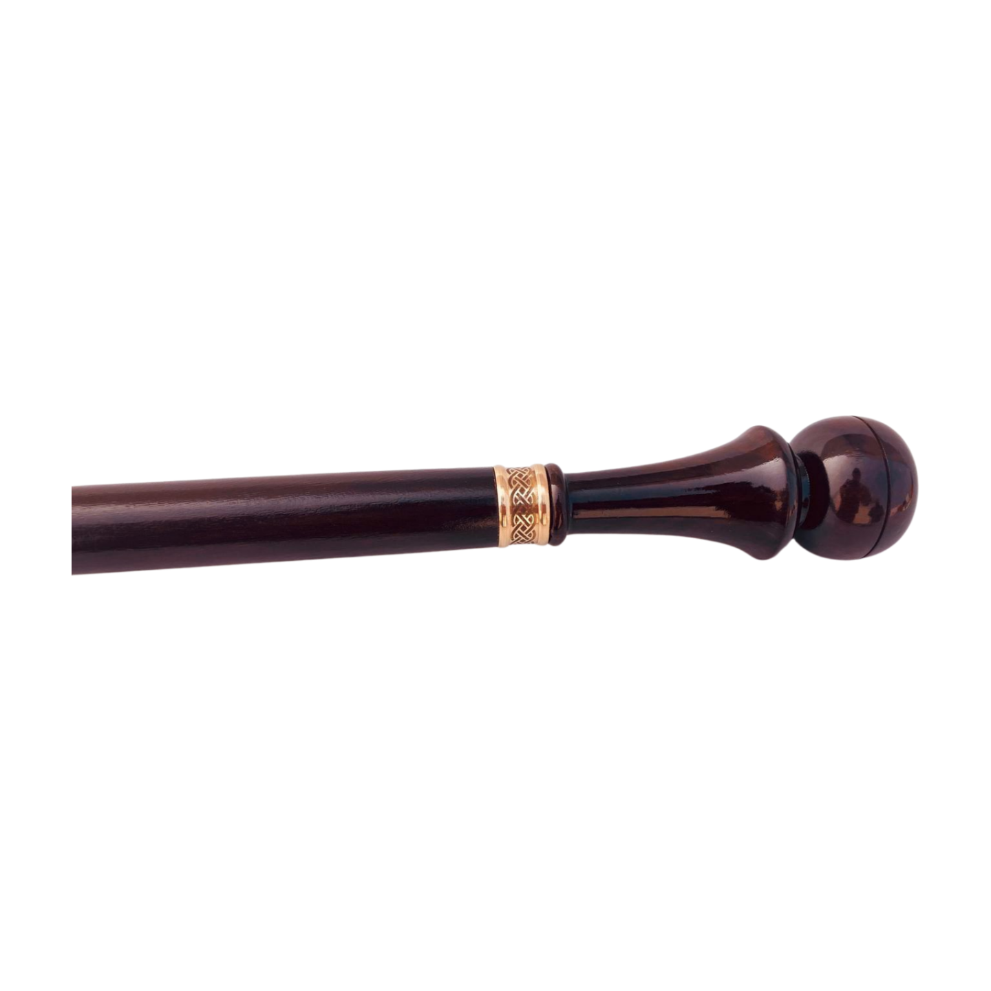 Gehstock mit Holzgriff, Designer-Messingringe