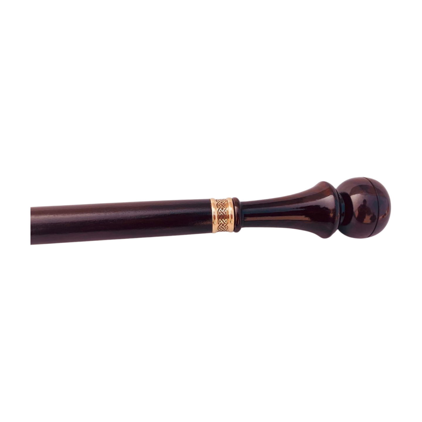 Wood Handle Walking Cane Designer Brass Rings