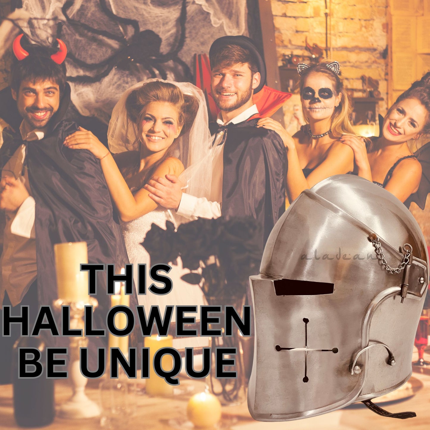 ALADEAN Barbuta Crusader Templar Helmet – 18 Gauge Polished Steel | Templar Cross Medieval Armor Replica