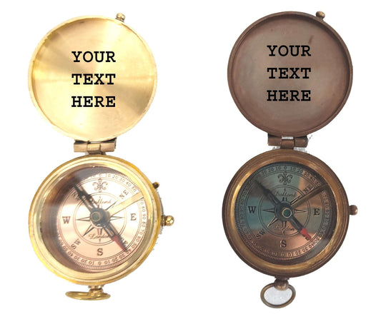 Personalized Brass Compass Engraved Custom Text Gift