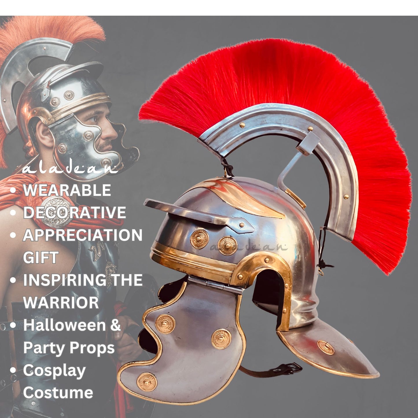 Roman Helmet | Authentic Roman Centurion Headgear for Cosplay, Reenactments, Theater, and Collectors