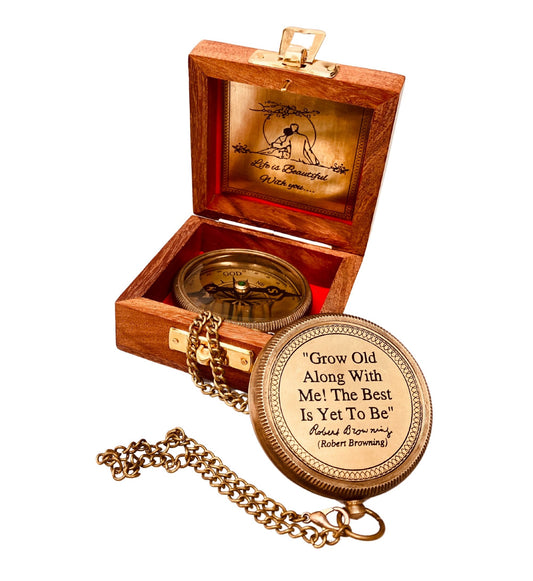 Lovers Gift Romantic Quote Engraved Compass