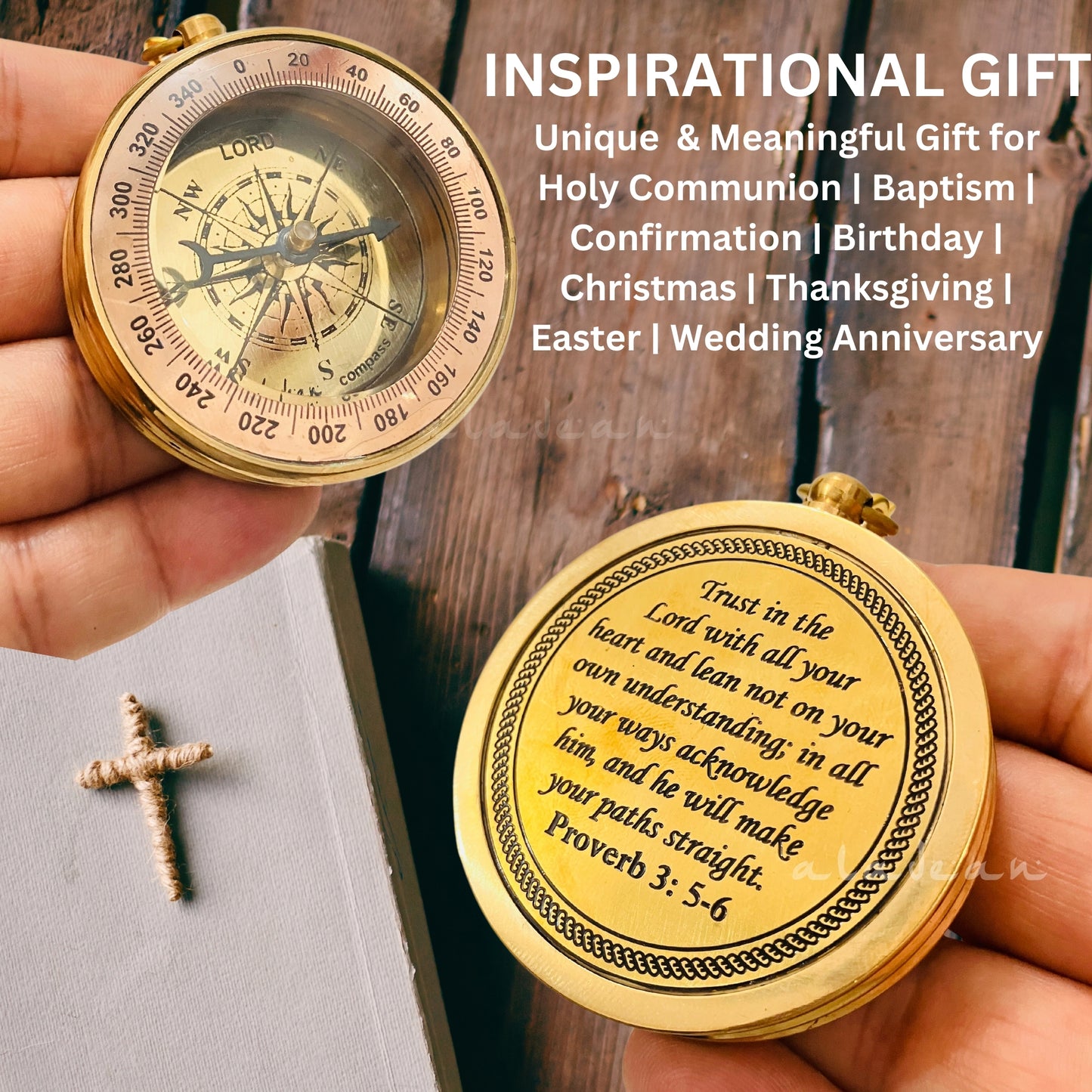 Trust in The Lord (Proverb 3:5,6) Engraved Compass Inspirational Gift