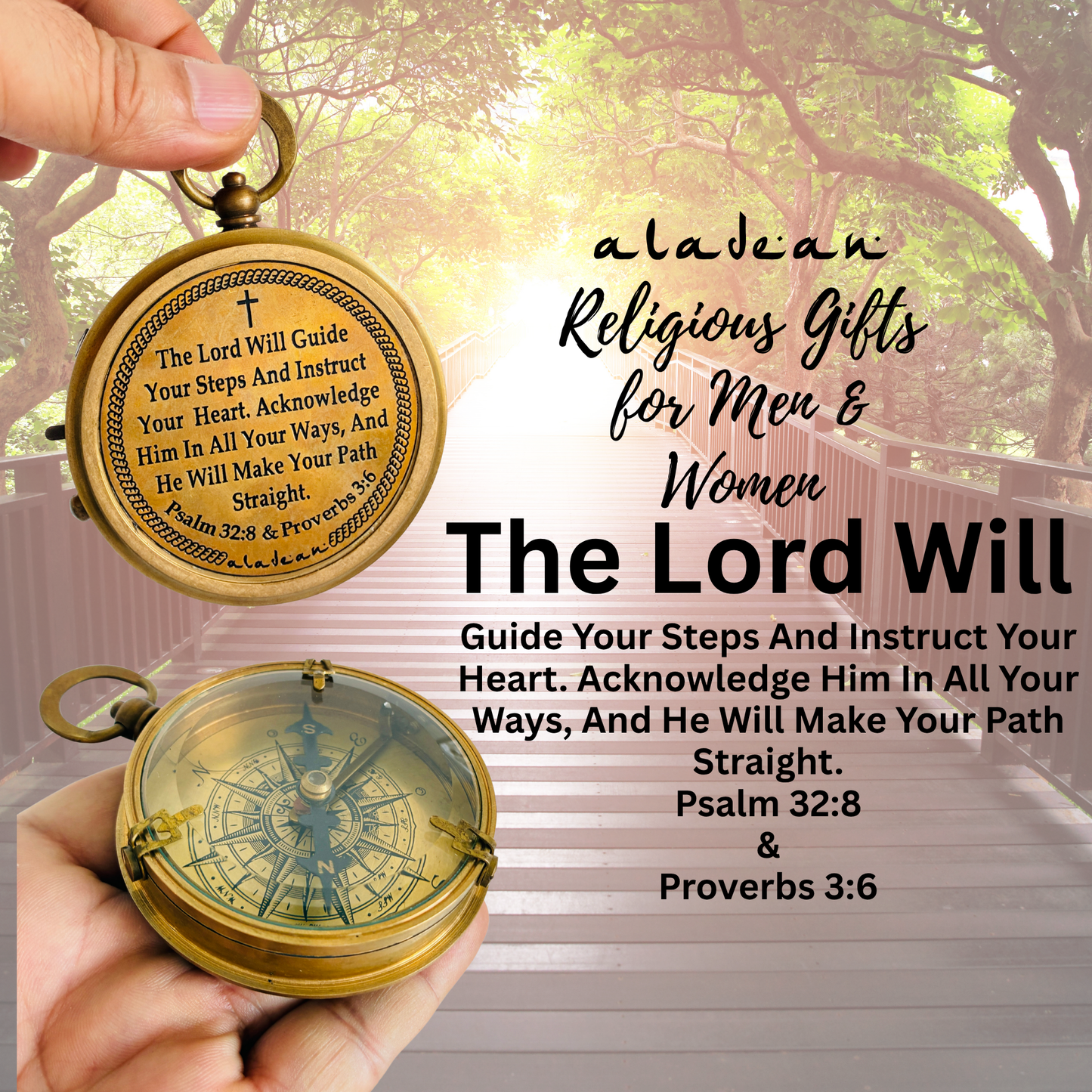 Religious Christian Gift Compass — The Lord Will Guide | Baptism, Communion & Graduation 2025–2026