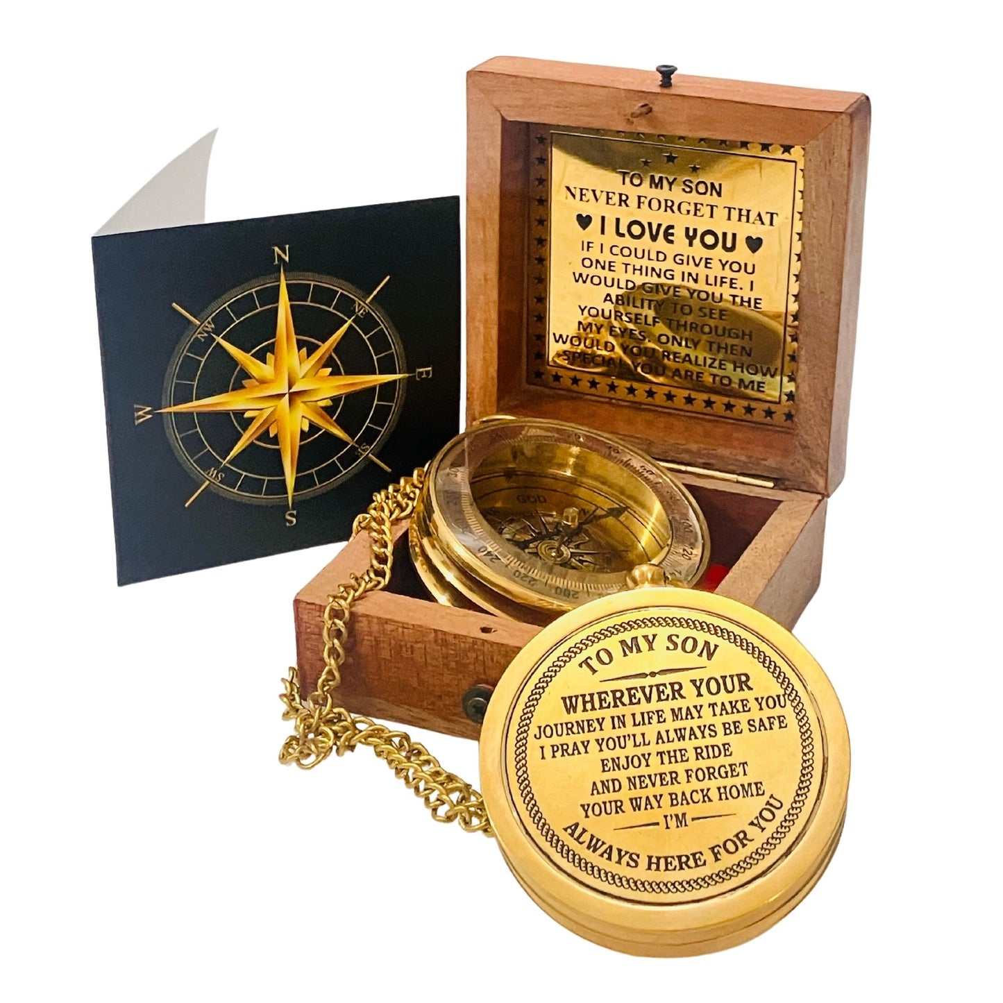 Aladean gift for son engraved compass with a greeting card at best price online shop