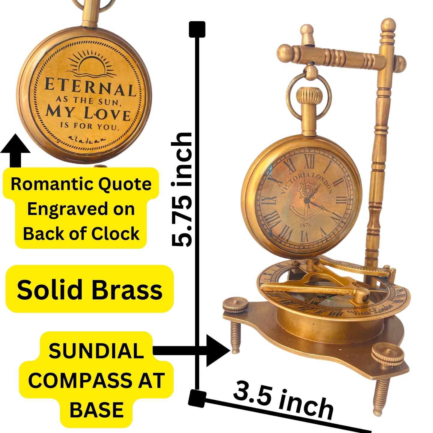 Eternal Love Anniversary Sundial Compass Clock Gift