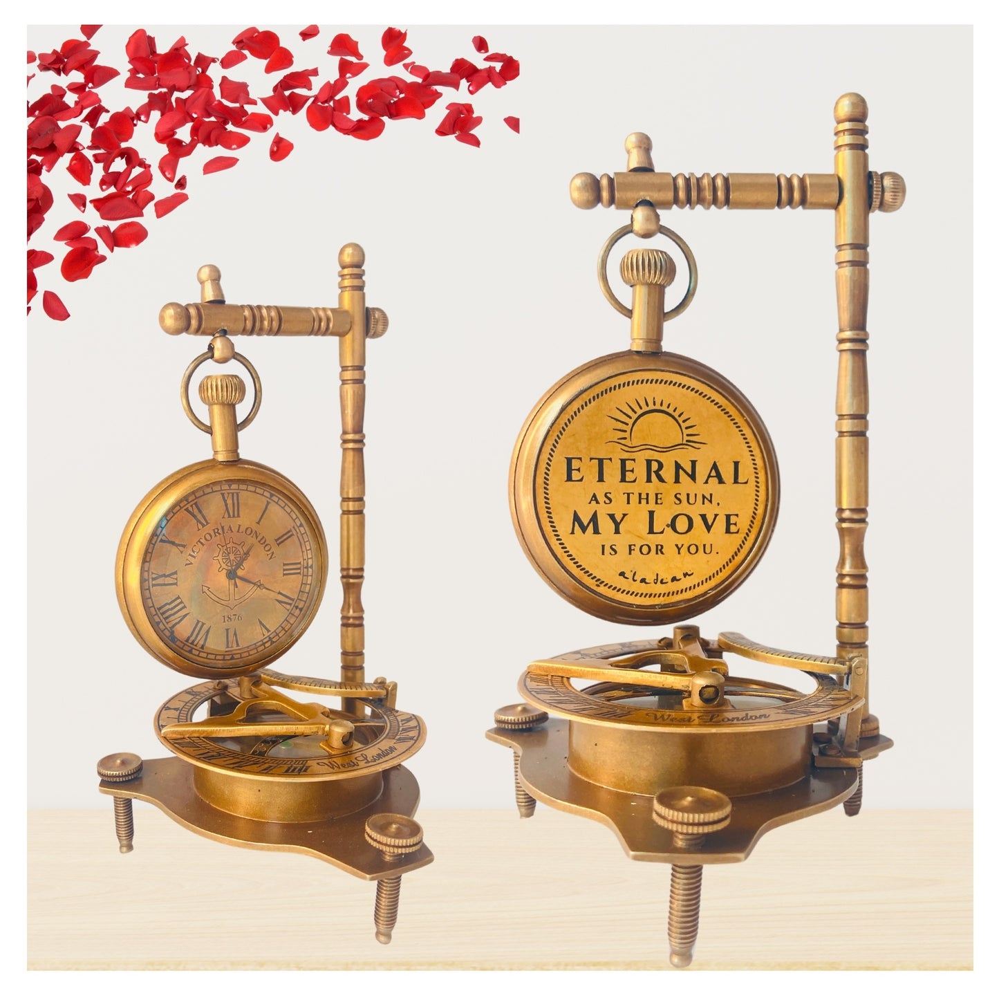 Eternal Love Anniversary Sundial Compass Clock Gift