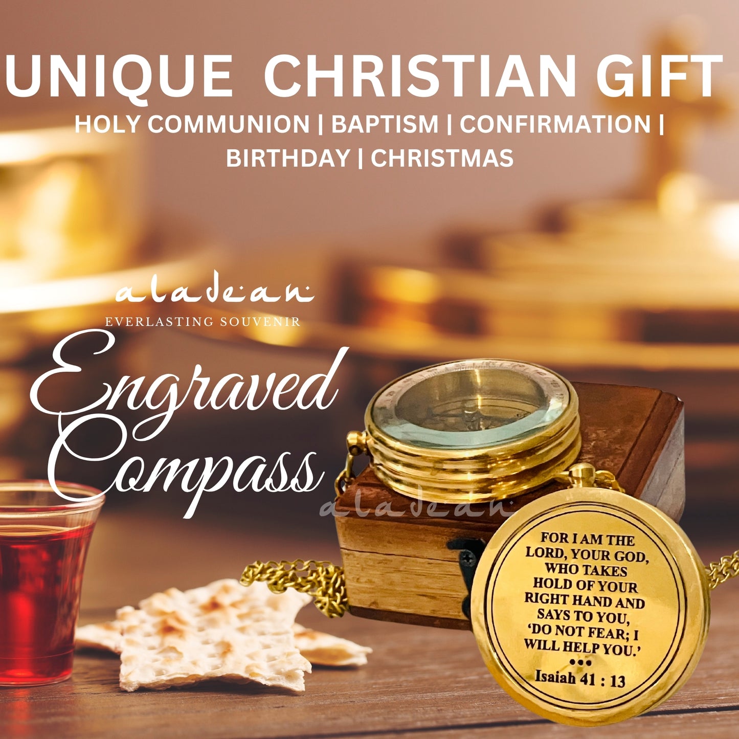 Divine Path Finder Compass - Isaiah 41:13 Quote Engraved