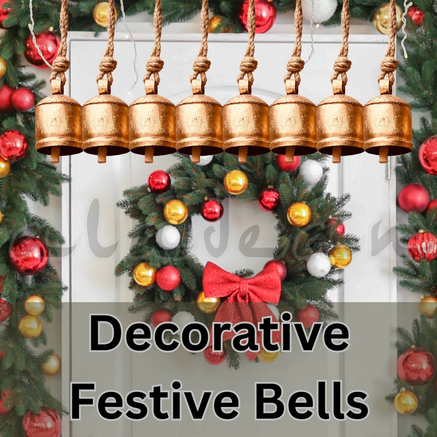 Decorative Chritmas Bells Rustic Harmony Cowbell Set (6"-8"-10")