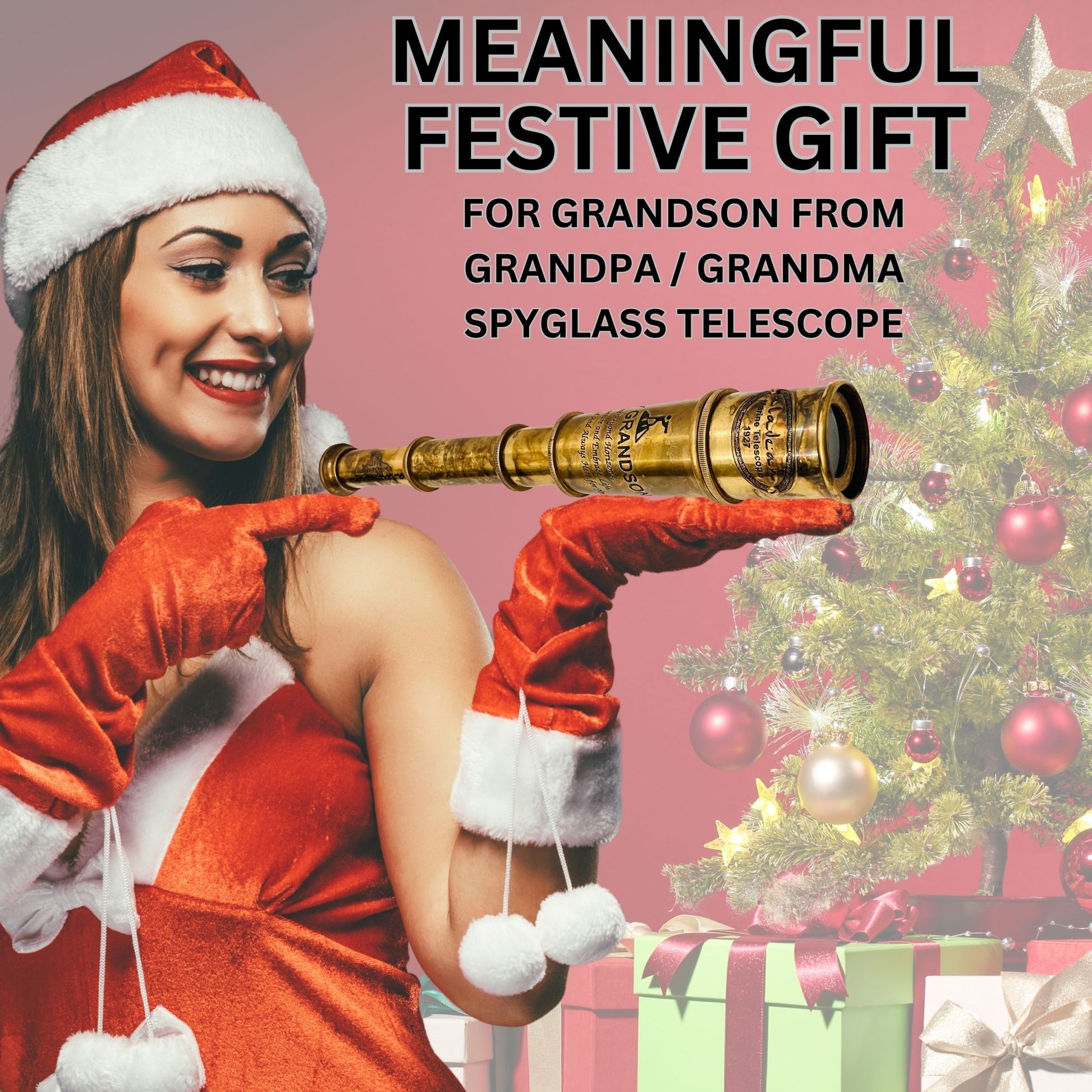 thoughtful christmas presents for grandson from grandfather grandmother - engraved quote spyglass telescope