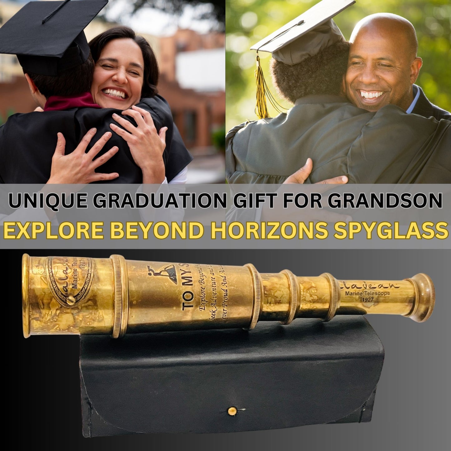 graduation gift for grandson from grandparents Encouragement quote engraved spyglass telescope