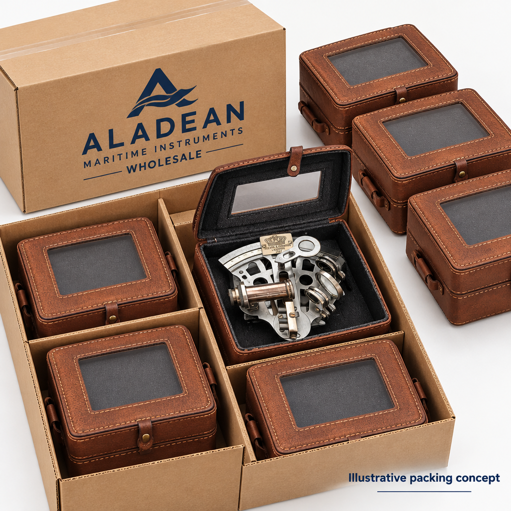 Maritime sextants in an illustrative wholesale packing concept