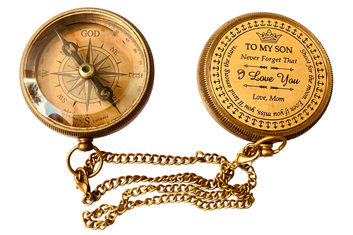 Meaningful Gift for Son from Mom - Mother to Son Engraved Compass