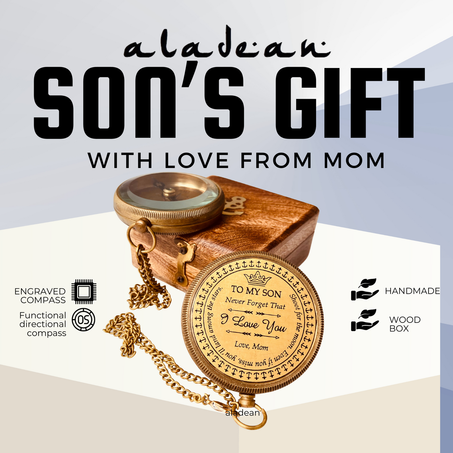 Meaningful Gift for Son from Mom - Mother to Son Engraved Compass